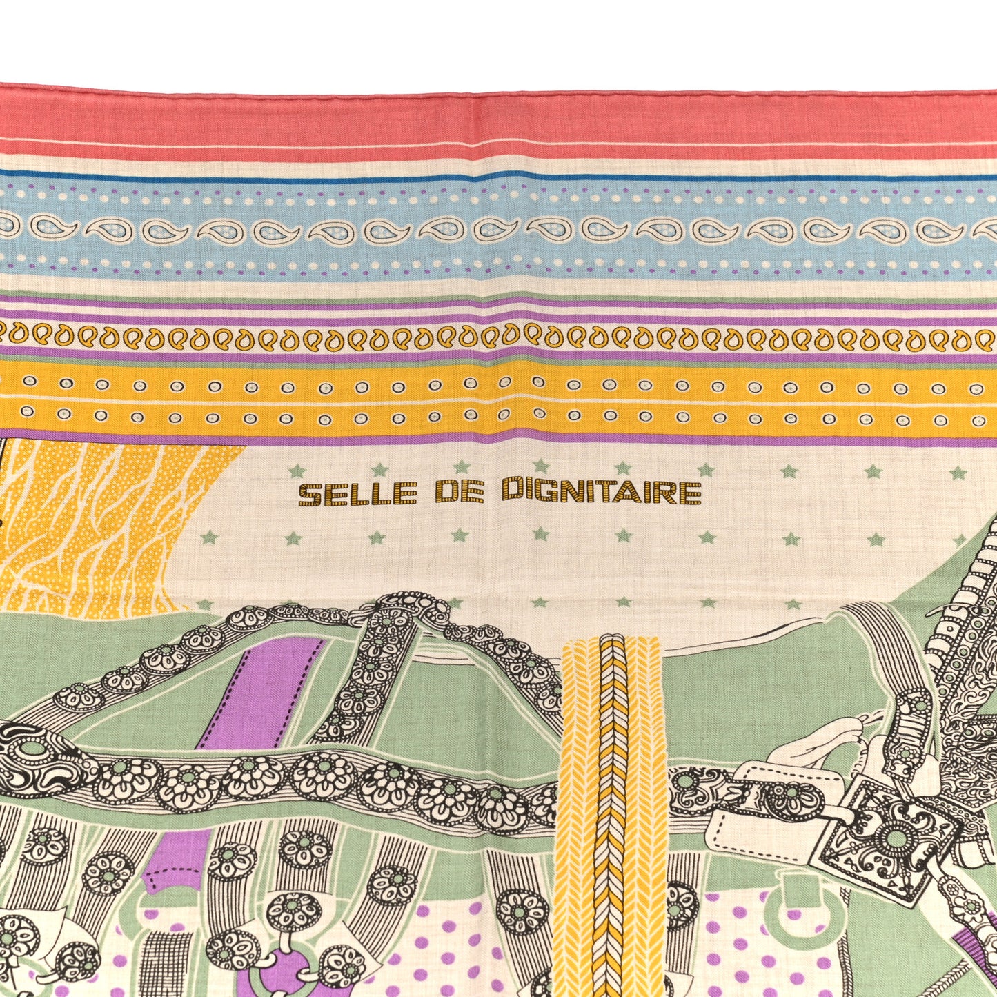 Cashmere Selle De Dignitaire Bandana Shawl 140 Vieux Rose Naturel