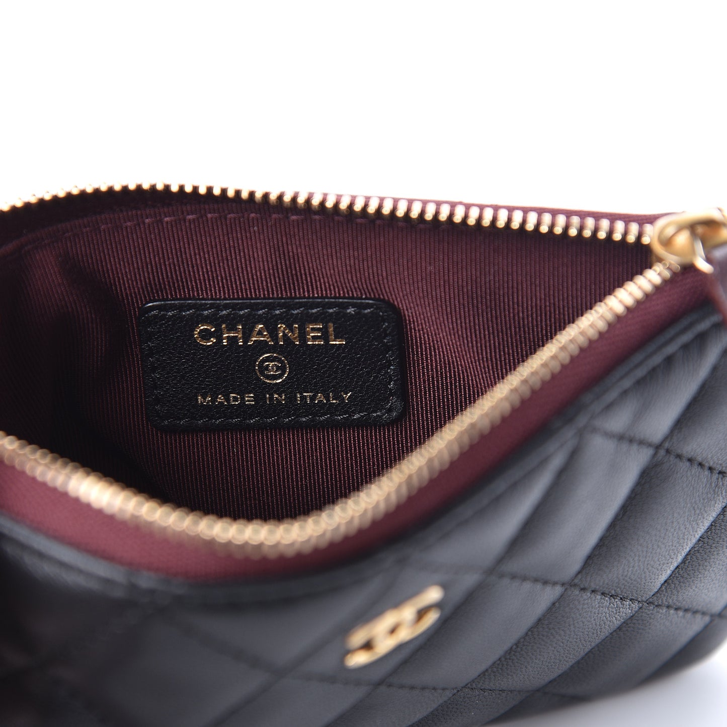 Lambskin Quilted Small Cosmetic Case Black