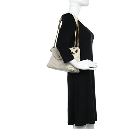 Saint Laurent Lambskin Quilted Small Loulou Puffer Monogram Chain Satchel Crema Soft 2 of 12
