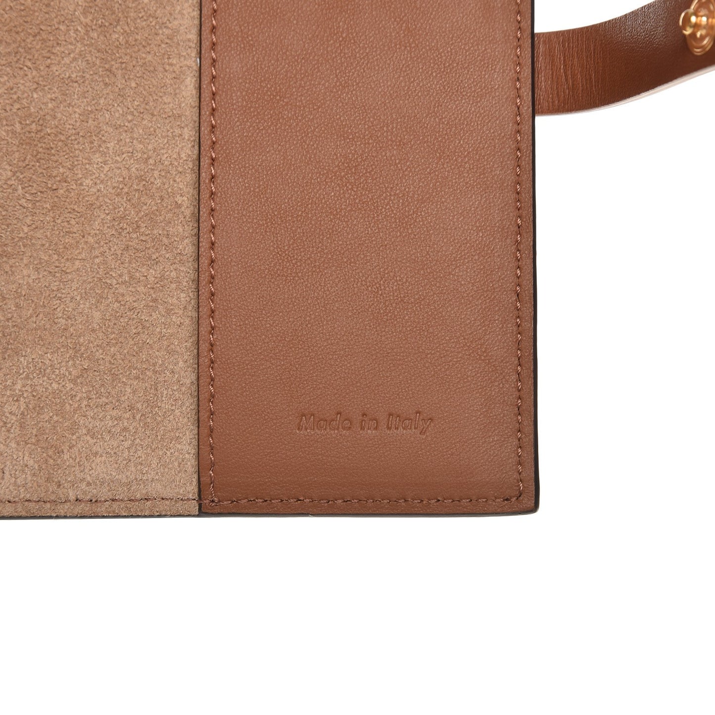 Natural Calfskin Strap Passport Cover Tan