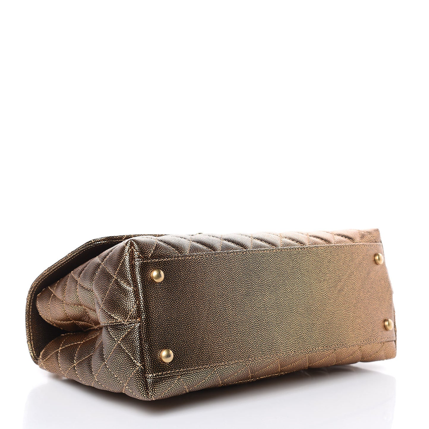Metallic Caviar Quilted Small Coco Handle Flap Gold