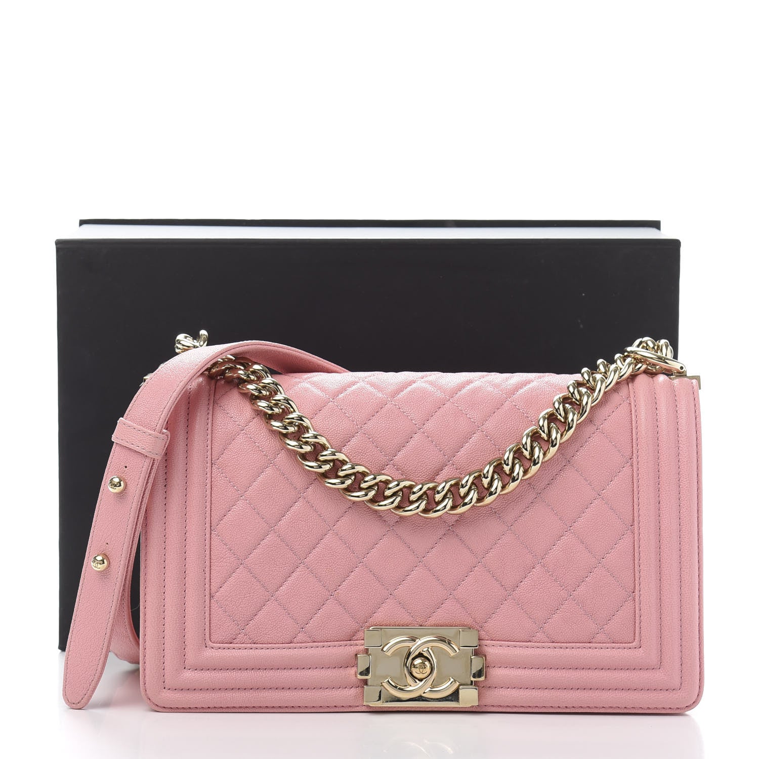 Chanel Caviar Quilted Medium Boy Flap Pink 12 of 12