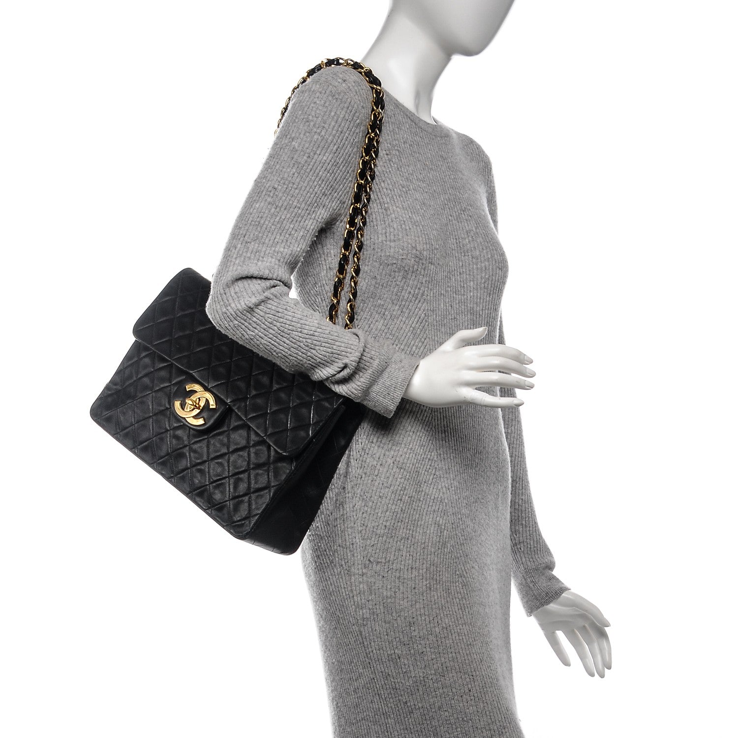 Chanel Lambskin Quilted XL Jumbo Single Flap Black 2 of 11