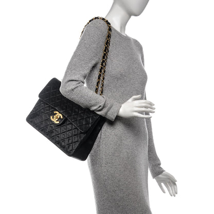 Chanel Lambskin Quilted XL Jumbo Single Flap Black 2 of 11