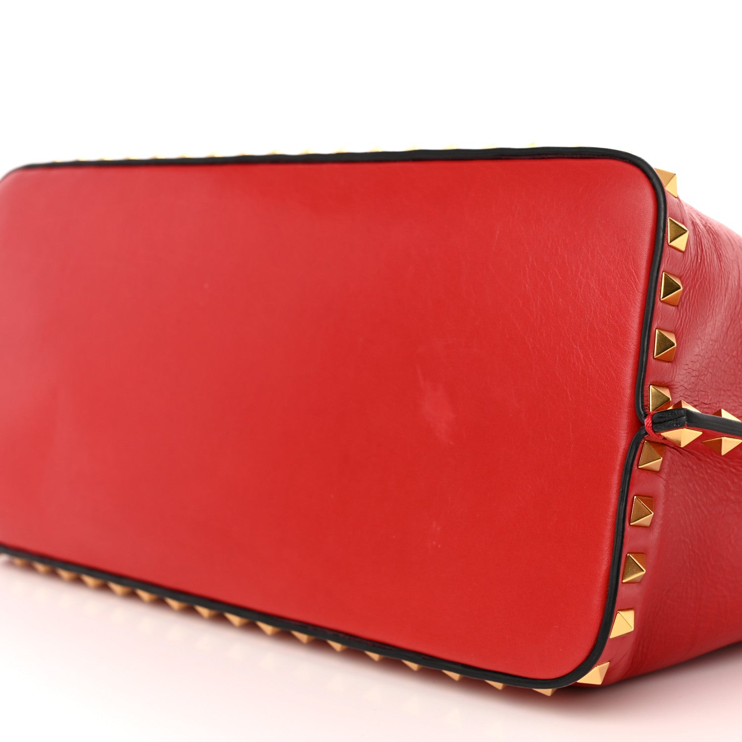 Valentino Garavani Grainy Calfskin Medium Rockstud Hype Tote Red 9 of 13