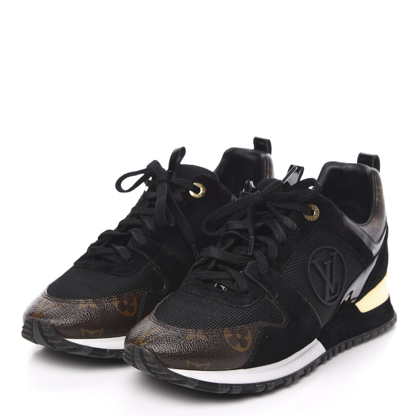 Suede Monogram Run Away Sneakers 39 Black