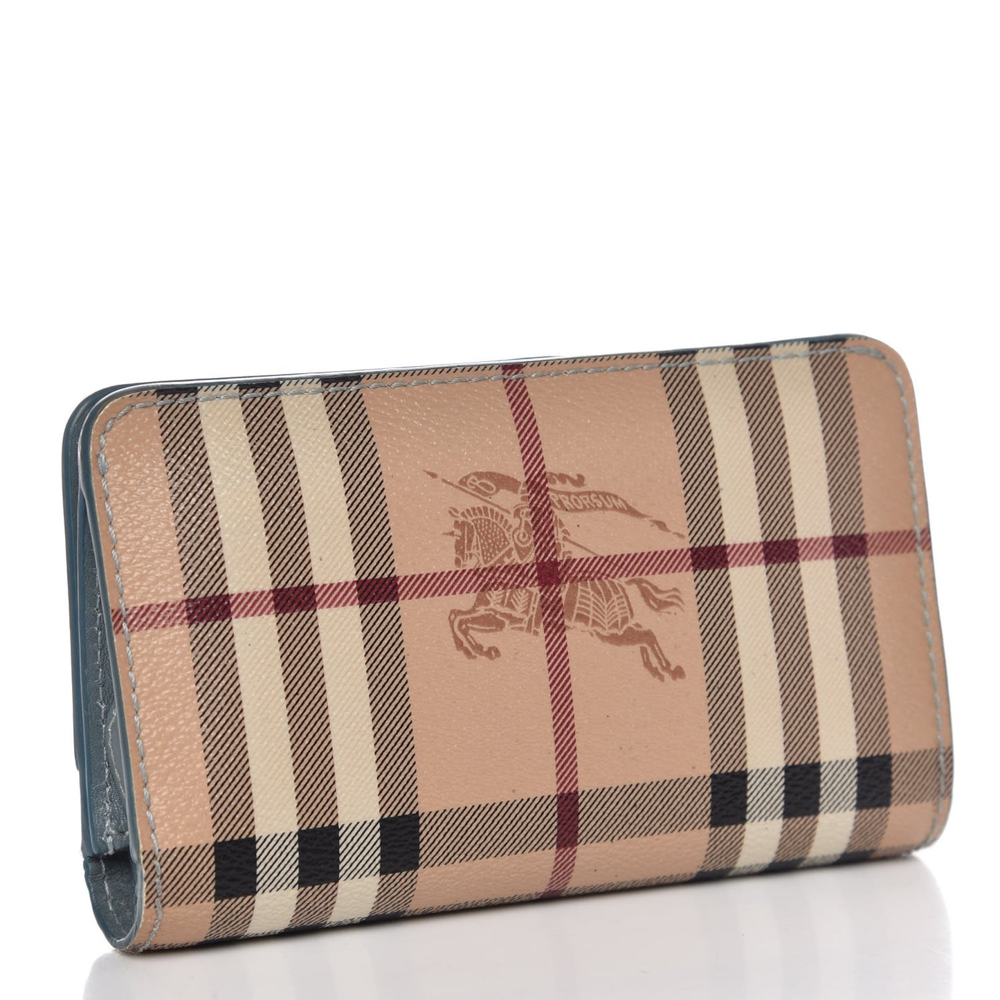 Calfskin Haymarket Check Medium Cowley Flap Wallet Eucalyptus Grey