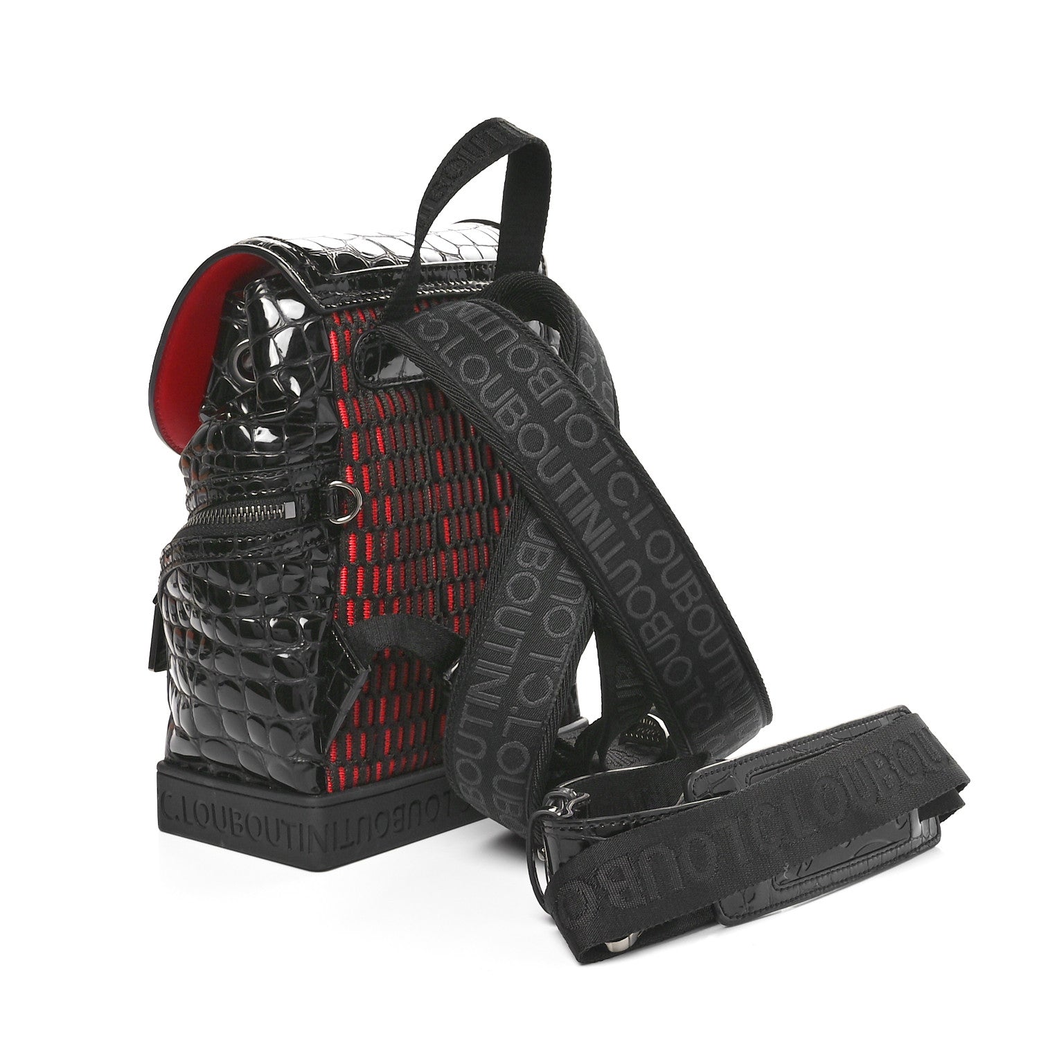 Christian Louboutin Calfskin Alligator Embossed Small Explorafunk Backpack Black 3 of 12