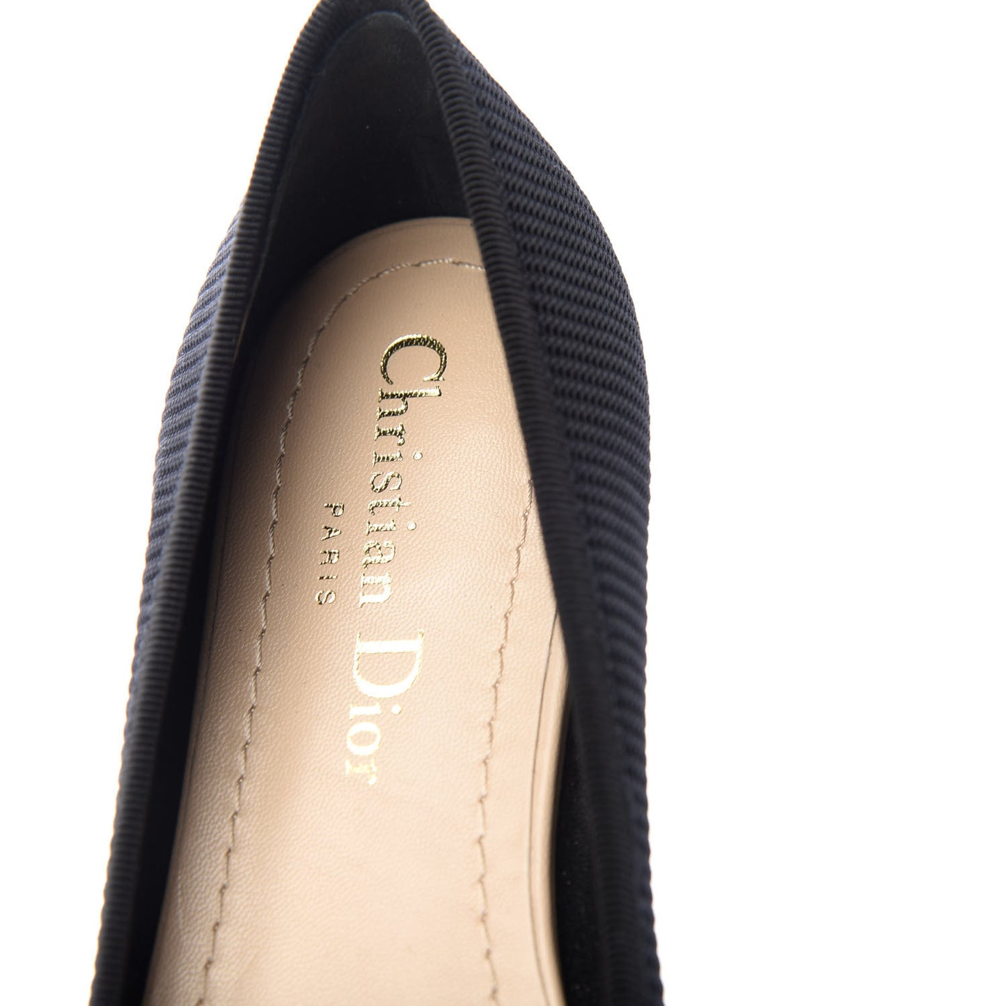Fabric Ribbon Embroidered J'Adior Ballet Flats 35.5 Black