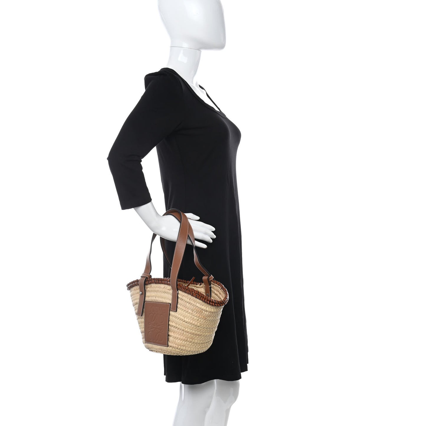 Raffia Floral Embroidered Small Basket Tote Bag Natural Tan