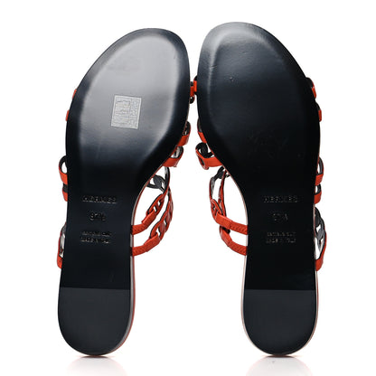 Hermes Nappa Nude Sandals 37.5 Orange Brulee 5 of 7