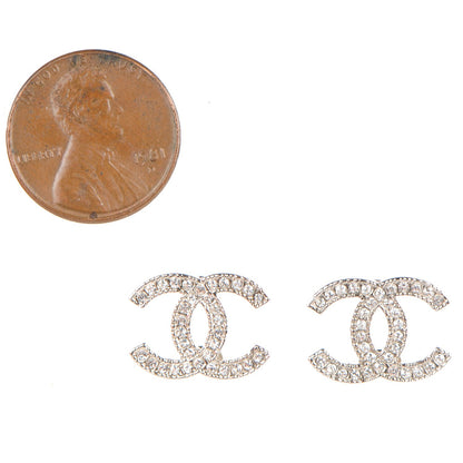 Chanel Crystal CC Earrings Silver 2 of 5