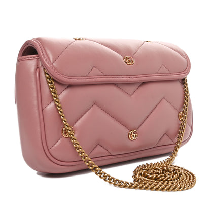 Gucci Calfskin Matelasse Double G Studs Mini Torchon GG Marmont Shoulder Bag Porcelain Rose 4 of 12