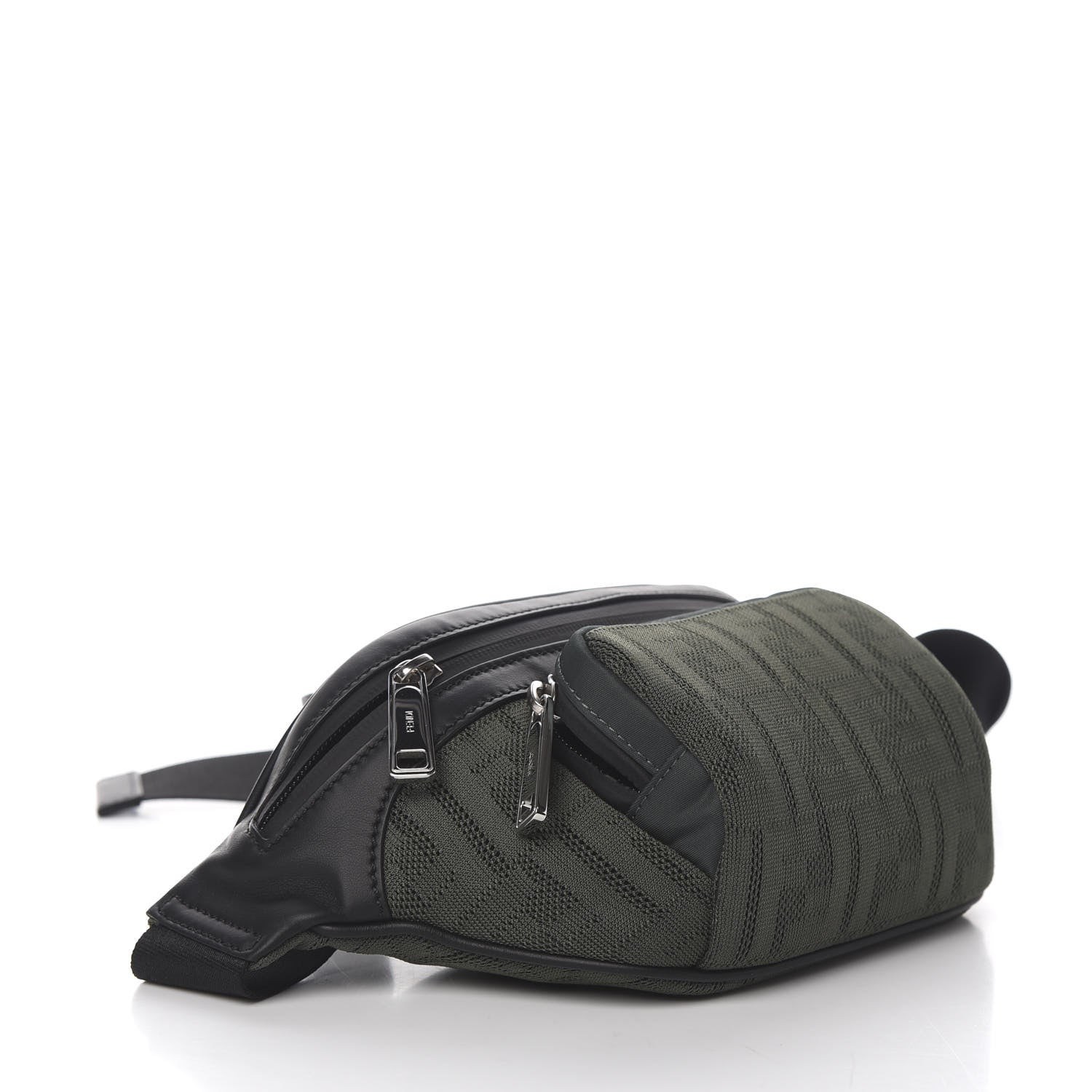 Fendi Neoprene Mesh Vitello Grace FF Pocket Belt Bag Verde Militare 3 of 9
