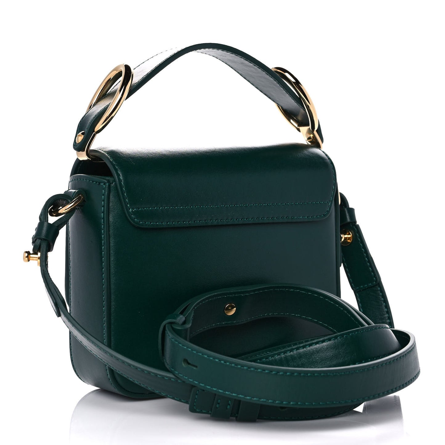 Shiny Calfskin Suede Mini C Double Carry Green