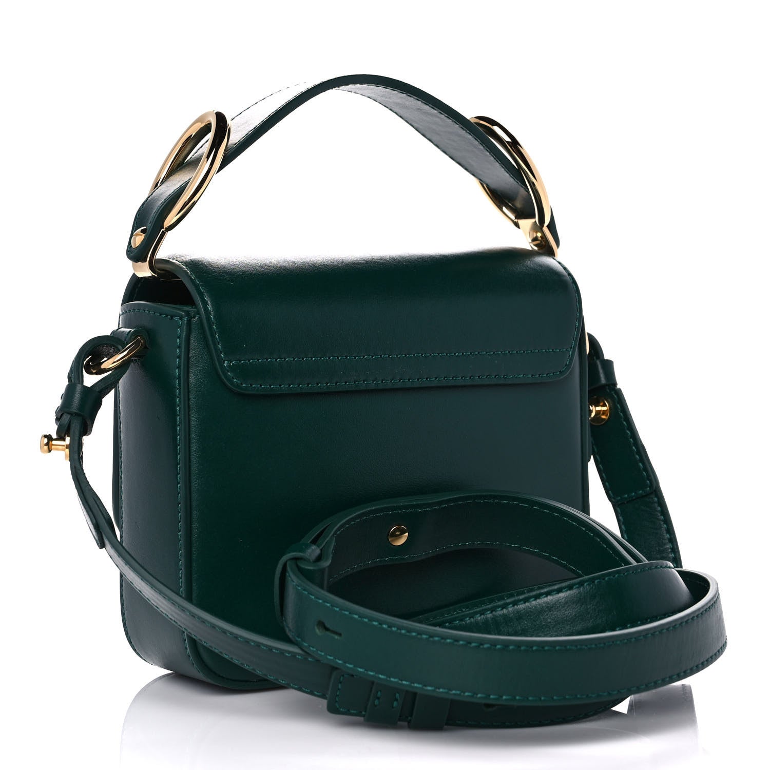 Chloe Shiny Calfskin Suede Mini C Double Carry Green 3 of 11