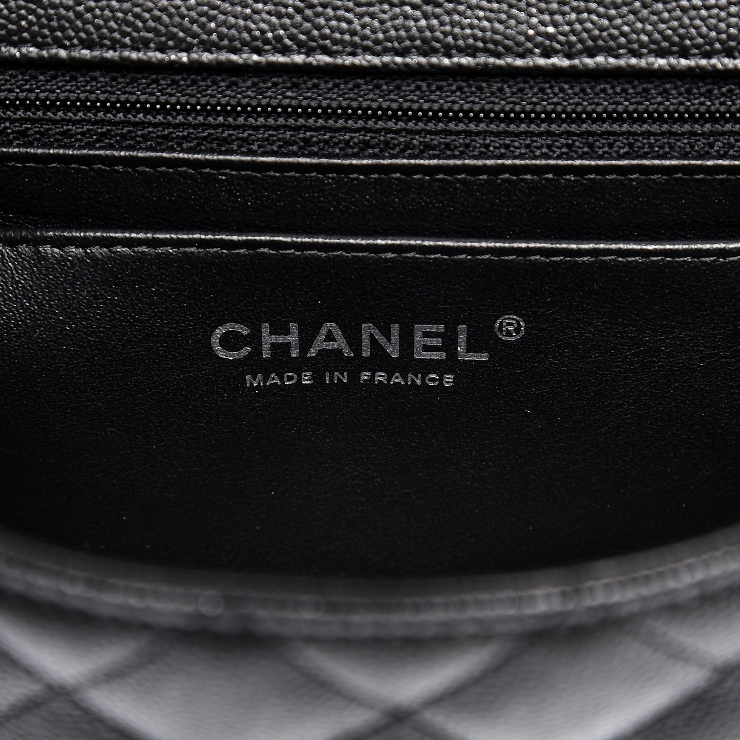 Iridescent Caviar Quilted Mini Rectangular Flap Black