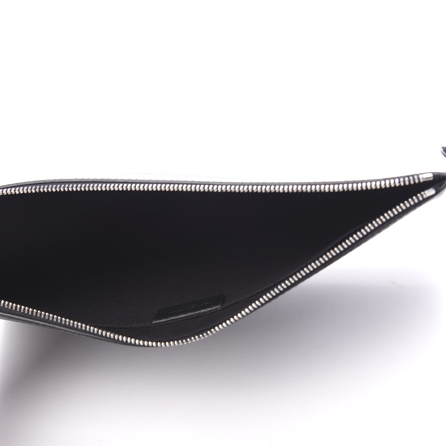 Textured Coated Canvas Iconic Prints Flat Medium Clutch Bag Black
