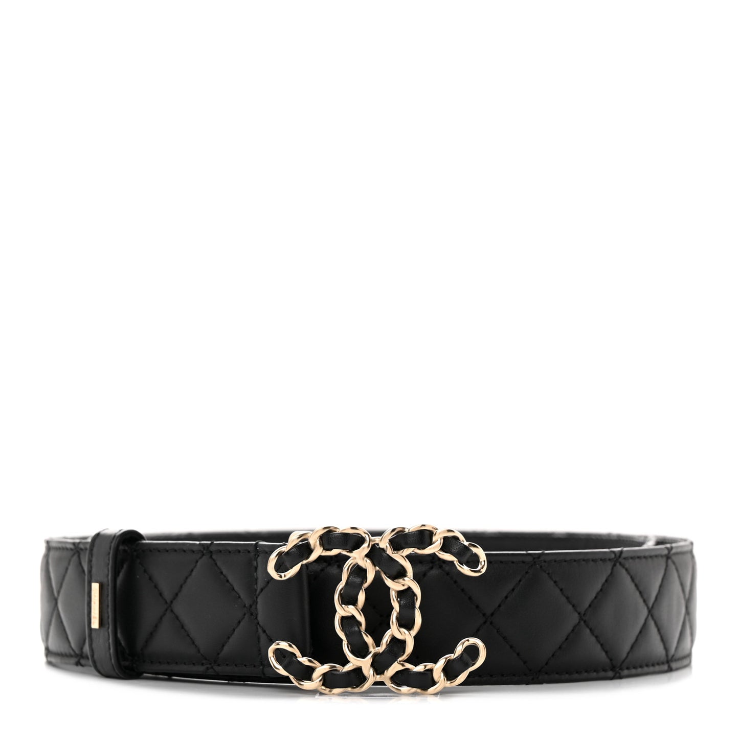 Lambskin Quilted CC Chain Belt 90/36 Black