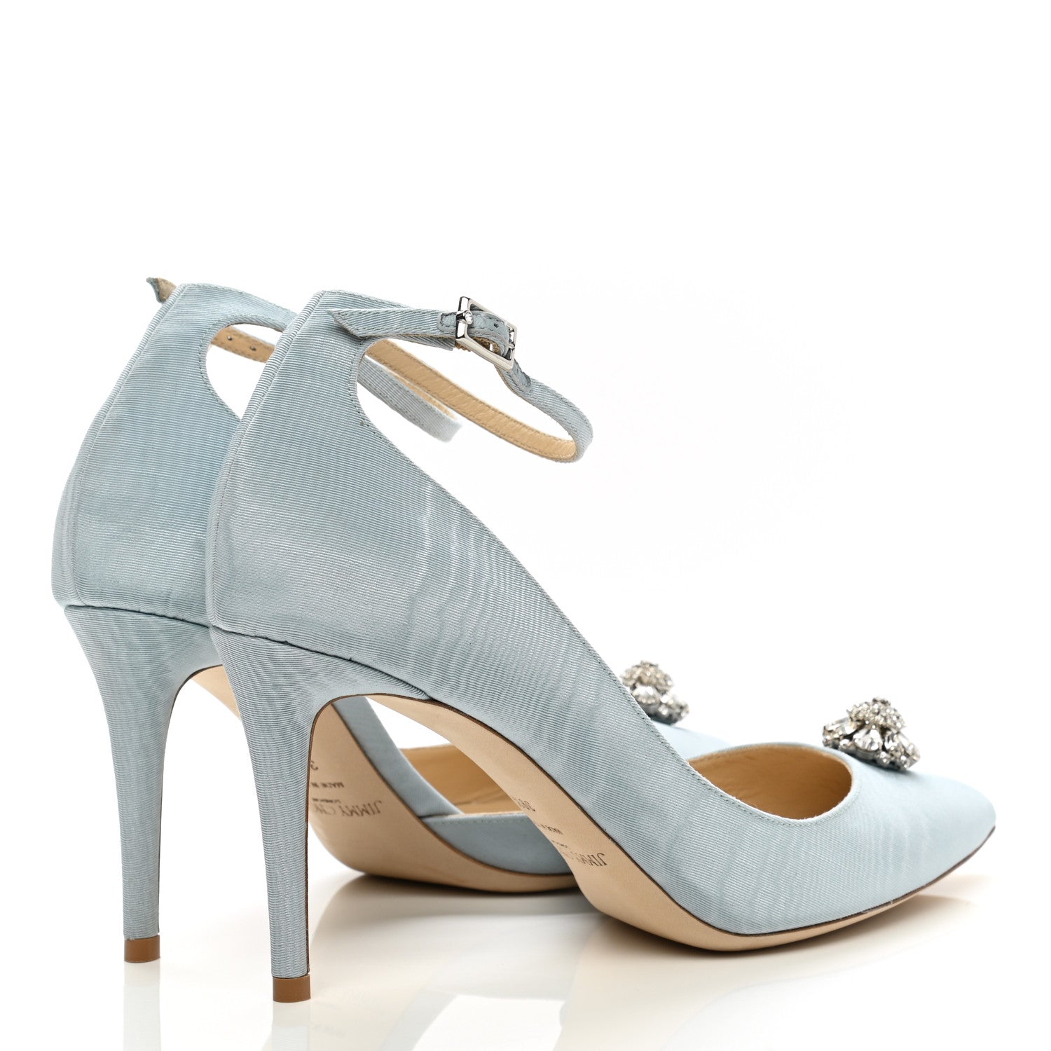Jimmy Choo Moire Fabric Crystal Lucy 85 Pumps 39.5 Something Blue 4 of 7
