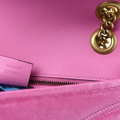 Gucci Velvet Matelasse Marquise Crystals Embroidered Small GG Marmont Shoulder Bag Malva 10 of 11