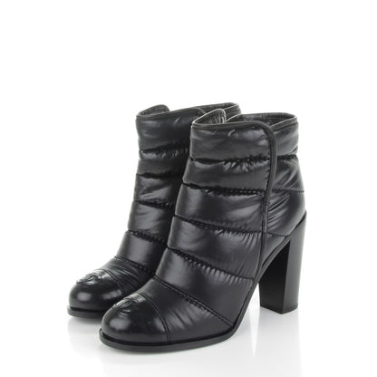 Chanel Calfskin Nylon Quilted CC Short Boots 39.5 Black 3 of 6