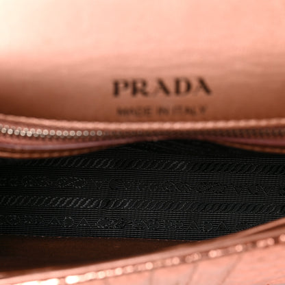 Prada Metallic Ayers Impunture Diagramme Small Chain Flap Shoulder Bag Antico Mordore 5 of 8