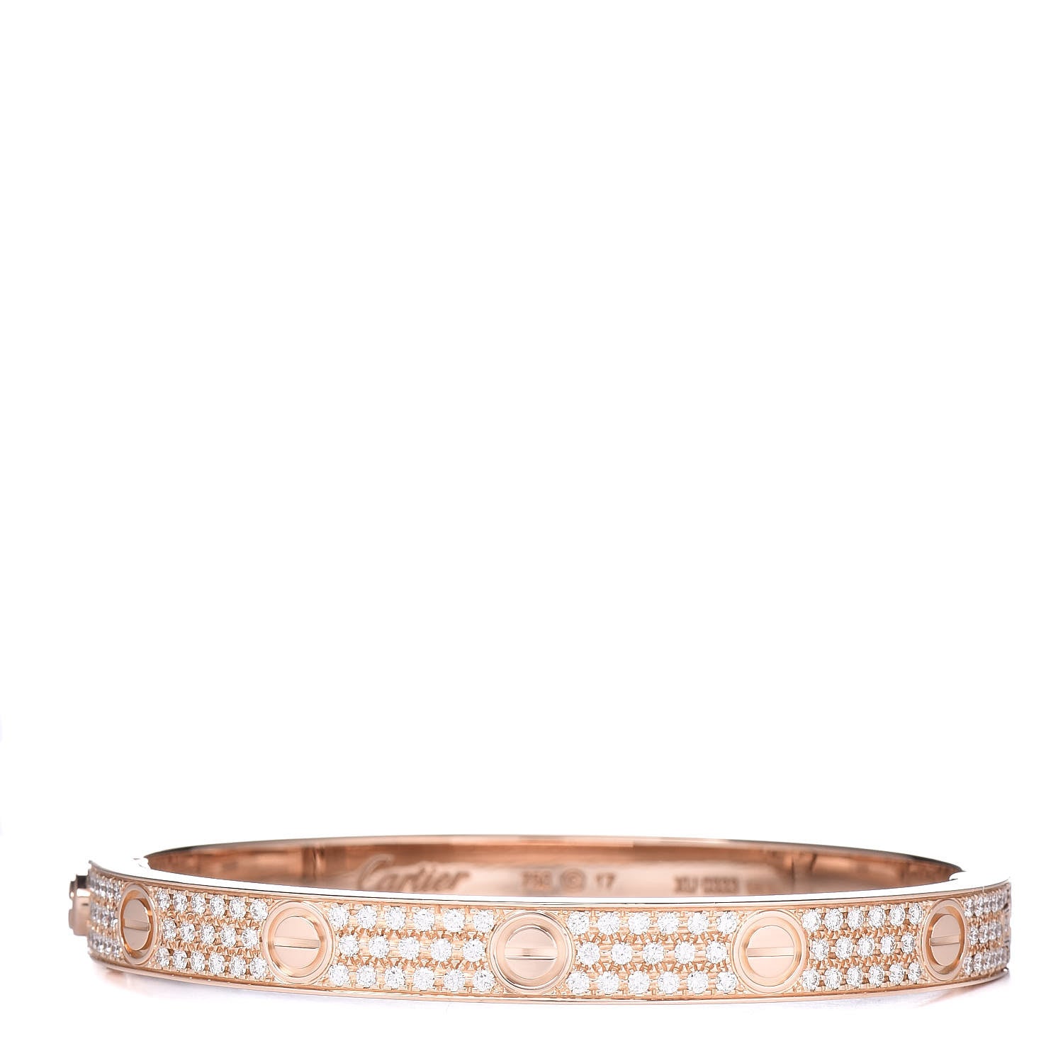 Cartier 18K Pink Gold Diamond LOVE Paved Bracelet 17 1 of 6