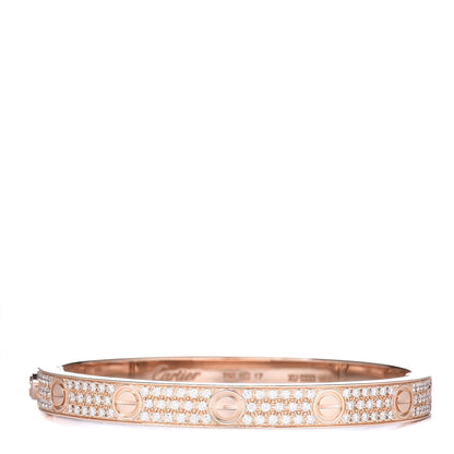 Cartier 18K Pink Gold Diamond LOVE Paved Bracelet 17 1 of 6
