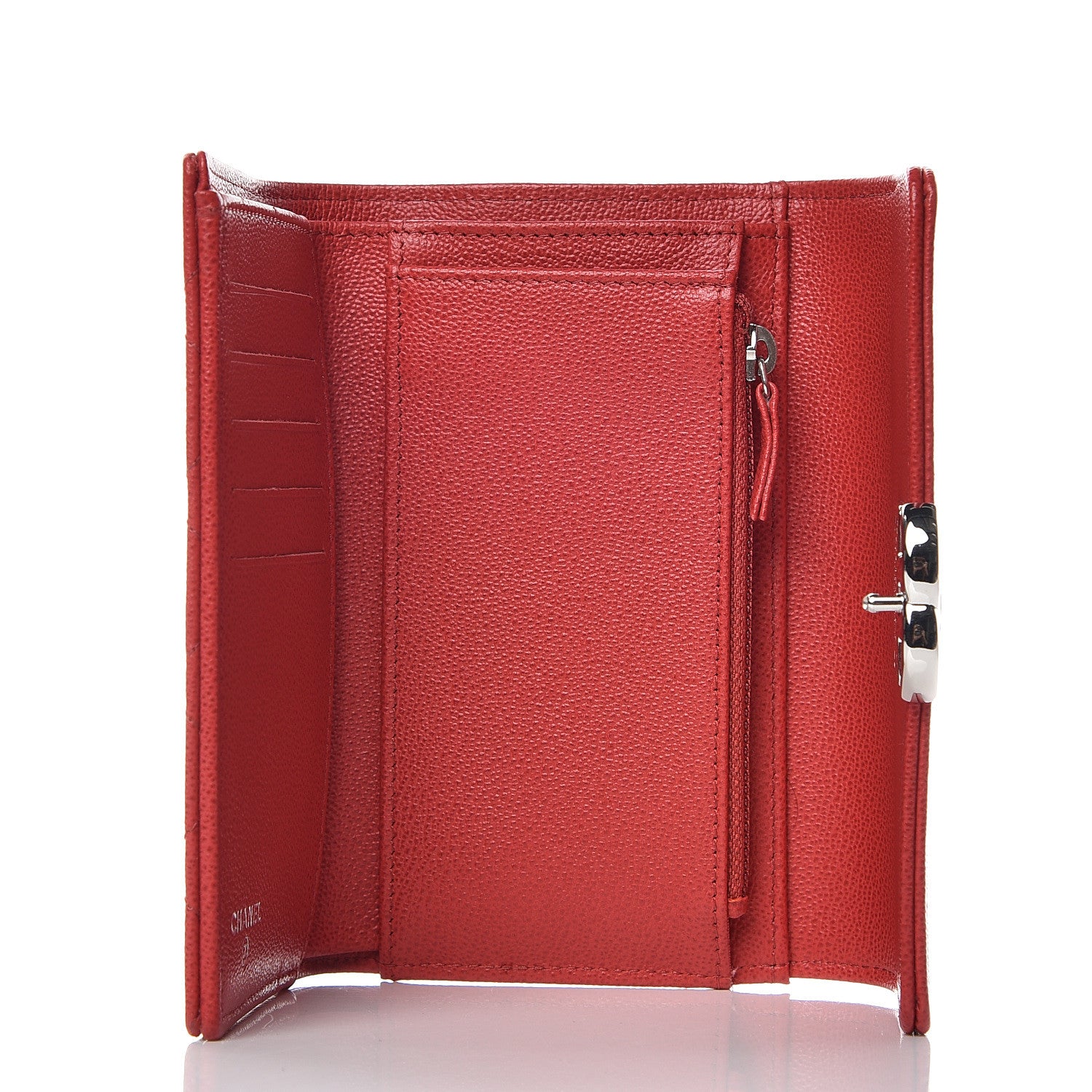 Chanel Grained Calfskin Quilted CC Box Flap Wallet Red 7 of 12