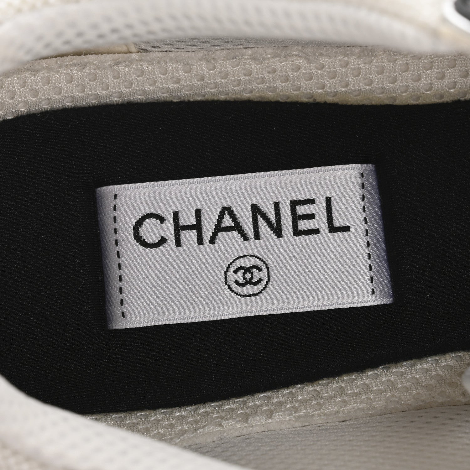 Chanel Mesh Suede Calfskin Mens CC Sneakers 45 White Silver Black 8 of 9