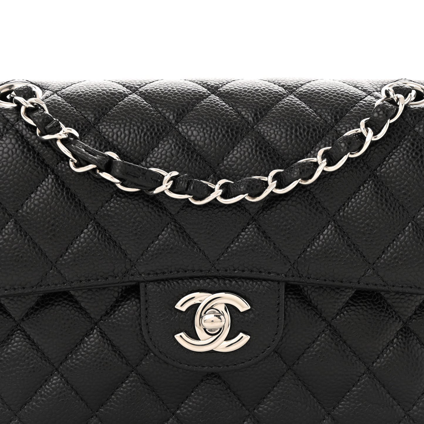 Caviar Quilted Small Double Flap Black