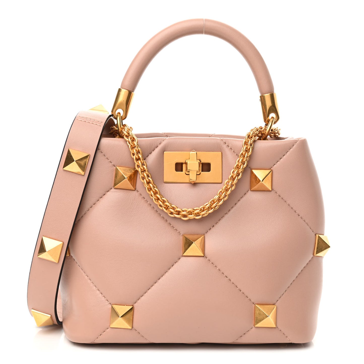 Nappa Small Roman Stud The Handle Bag Rose Cannelle