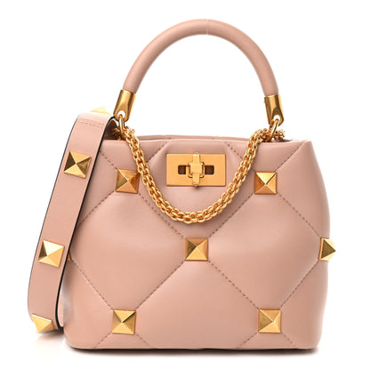 Valentino Garavani Nappa Small Roman Stud The Handle Bag Rose Cannelle 1 of 9