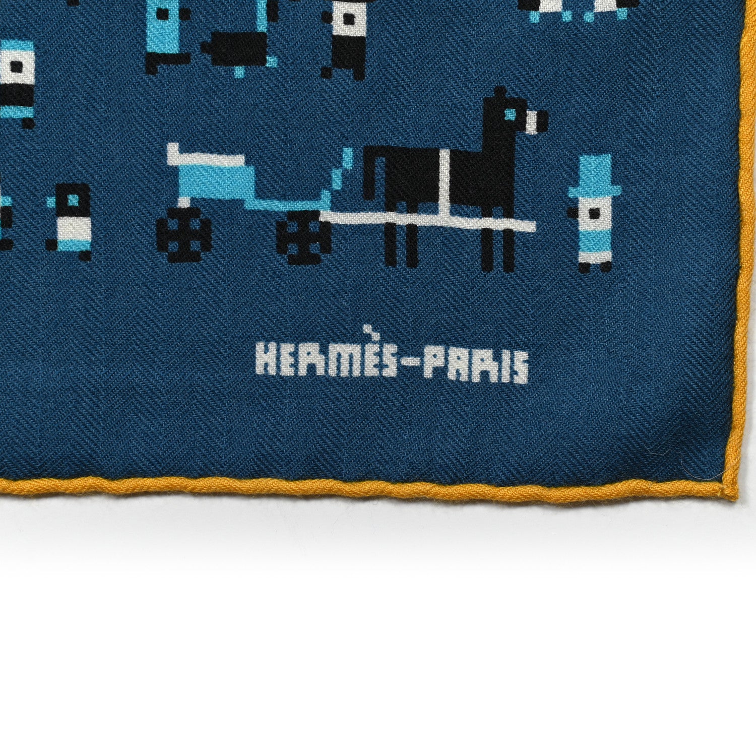 Hermes Cashmere Silk Faubourg Party 100 Turquoise Marine Jaune 2 of 5