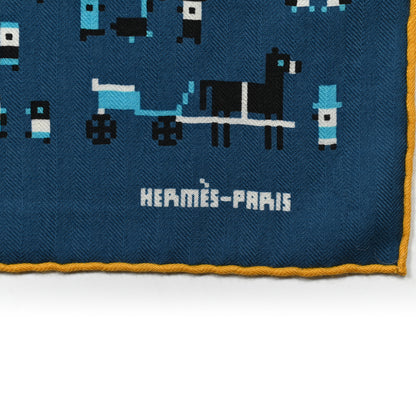 Hermes Cashmere Silk Faubourg Party 100 Turquoise Marine Jaune 2 of 5