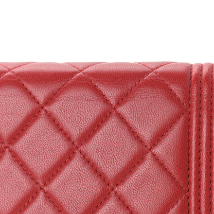 Chanel Lambskin Quilted Boy Wallet On Chain WOC Red 13 of 13