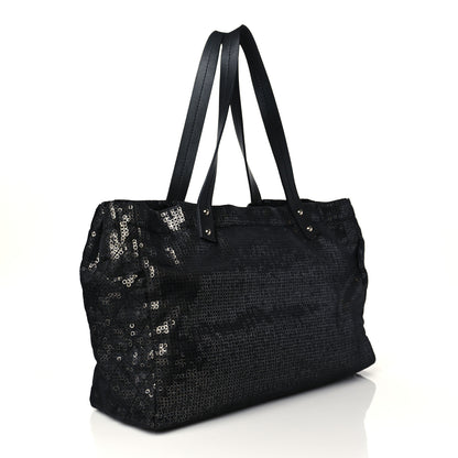 Chanel Calfskin Mesh Hidden Sequin CC Tote Black 3 of 10