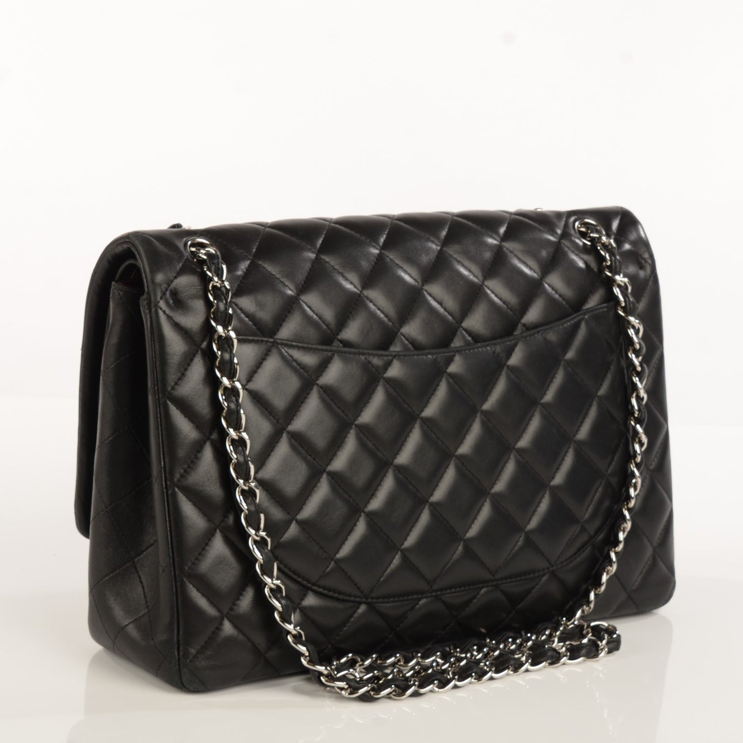 Lambskin Quilted Maxi Double Flap Black