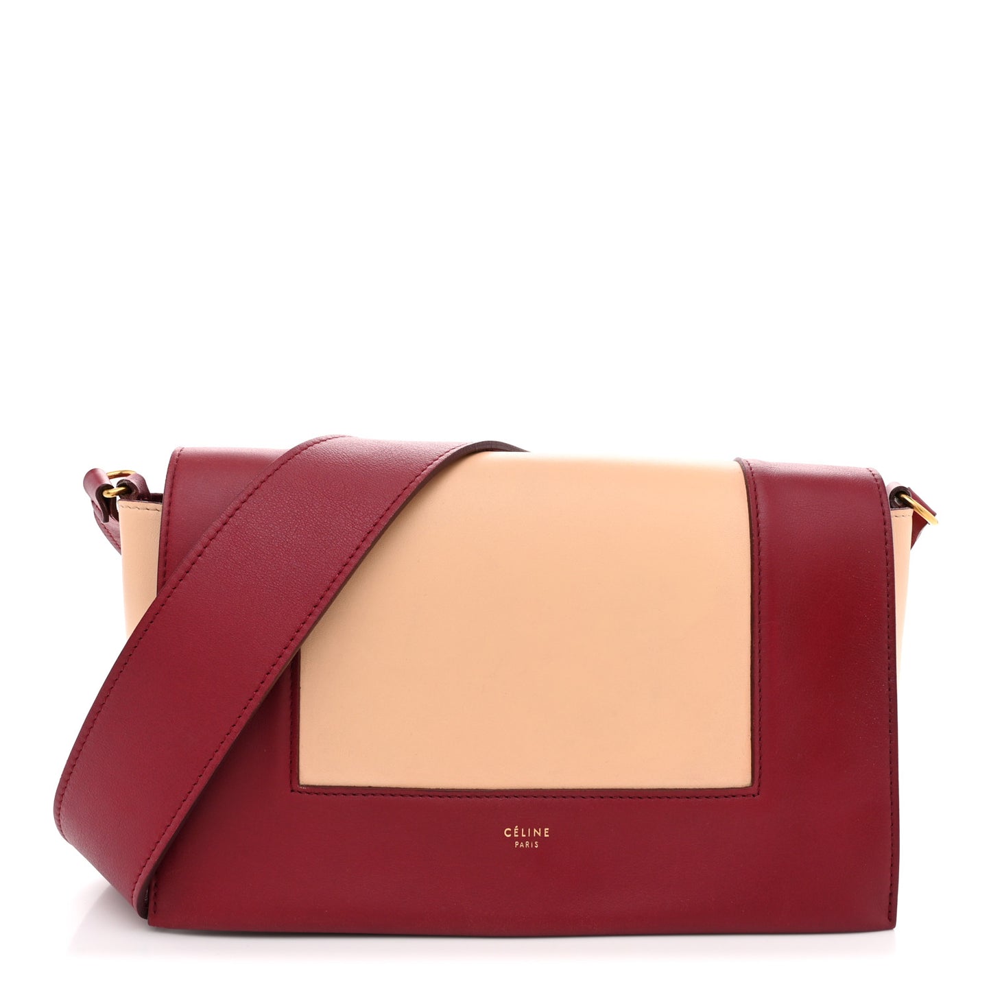 Shiny Smooth Calfskin Medium Frame Shoulder Bag Ruby Nude