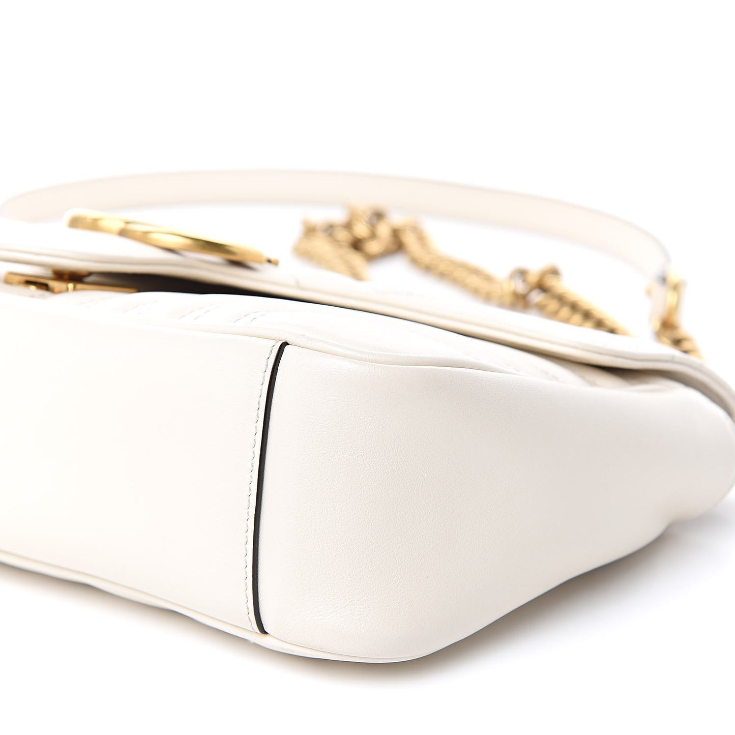 Calfskin Matelasse Small GG Marmont Shoulder Bag White