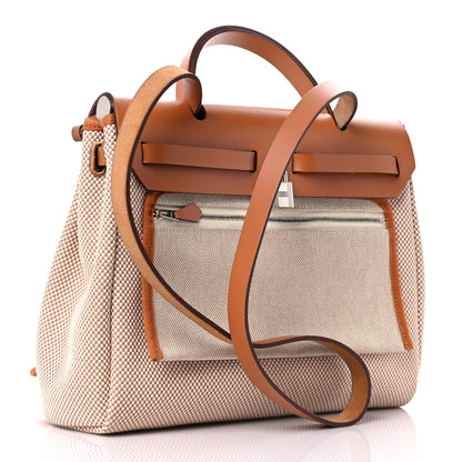Hermes Vache Hunter Criss Viking Herbag Zip Retourne 31 PM Ecru Beige Naturel 4 of 15