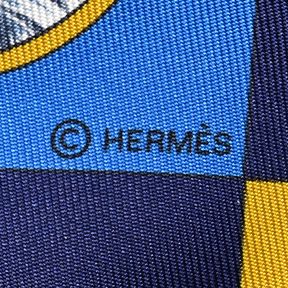 Hermes Silk Colliers Et Chiens Twilly Bleu Royal Gold Marine 4 of 4