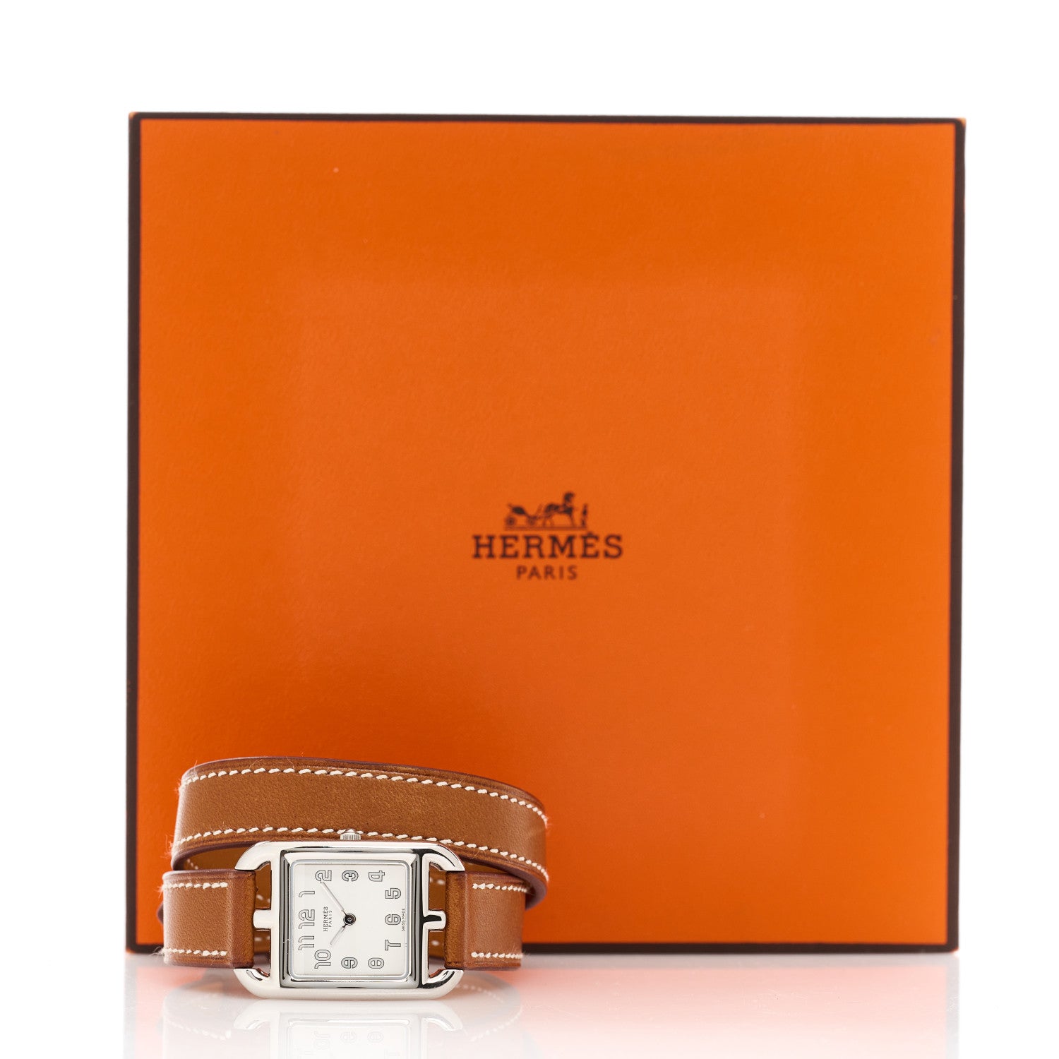 Hermes Stainless Steel Barenia 23mm Cape Cod Double Tour Quartz Watch Fauve 4 of 4