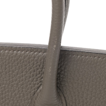 Hermes Taurillon Clemence Birkin 30 Etain 16 of 17
