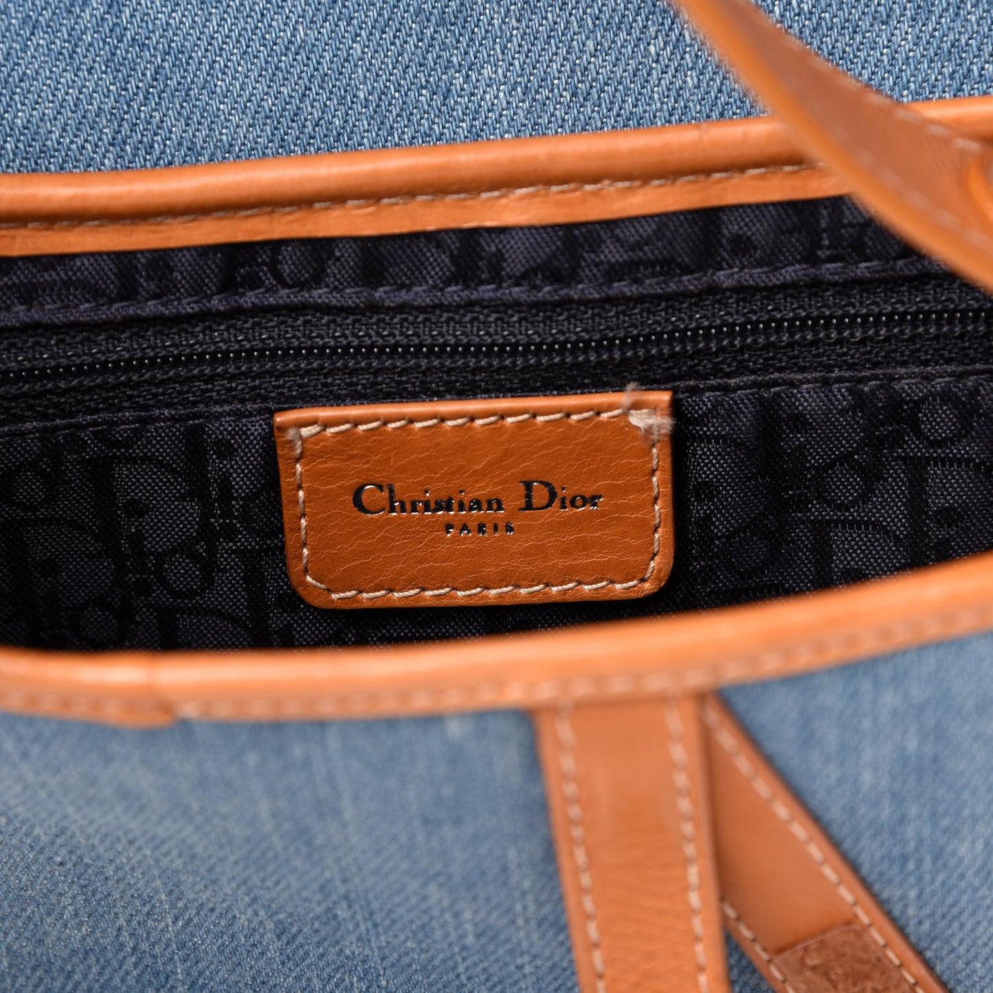 Denim Embroidered Saddle Bag Blue
