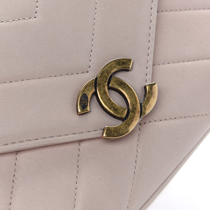 Chanel Shiny Lambskin Chevron Stitched Small Coco Camera Case Beige 10 of 12