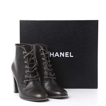 Chanel Lambskin CC Short Boots 37.5 Dark Grey 10 of 10