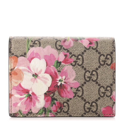 Gucci GG Supreme Monogram Blooms Card Case Beige Multicolor Dry Rose 1 of 8