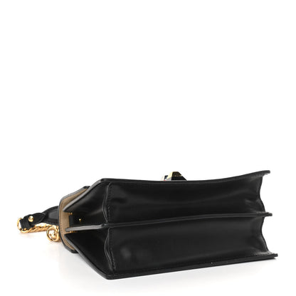 Fendi Vitello Liberty Bi-Color FF 1974 Embossed Small Kan I Shoulder Bag Black Maya 4 of 9